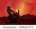 An illustration of Samson fighting the lion, Biblical Series