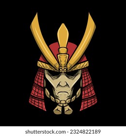 illustration of samurai head for tshirt design