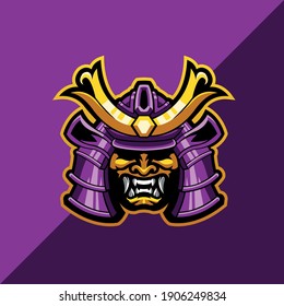 illustration of samurai helmet with mask for mascot logo or other designs