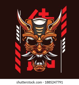 Illustration of samurai mask for custom project