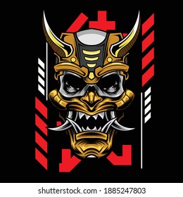 Illustration of samurai mask for custom project