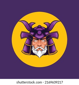 illustration of samurai with a purple face