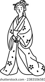 Es una ilustración de una mujer samurai del periodo Edo. No hay relleno blanco. (Transparente)