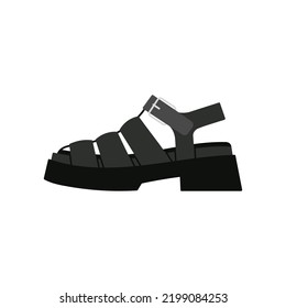 Illustration of sandals. Shoes are ideal for summer. Stylish footwear. Fashion and lifestyle. Hand drawn vector illustration isolated on white background.