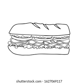 Illustration of sandwich. Design element for poster, card, banner, flyer. Vector illustration