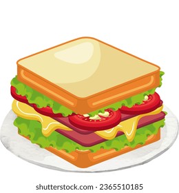 illustration of a sandwich on a plate