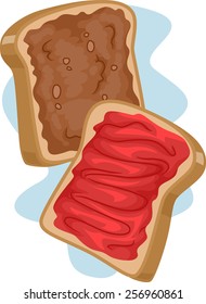 Illustration of a Sandwich Spread With Peanut Butter and Jelly