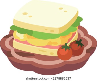 Illustration of sandwich_corn and cute simple dish vector illustration