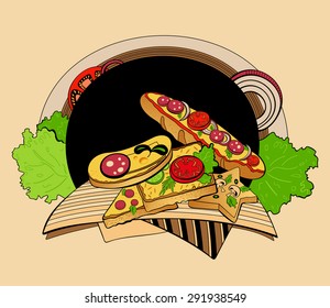 Illustration of sandwiches. The fast-food meals.