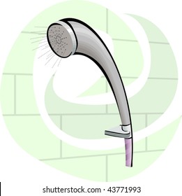 Illustration of sanitary equipments with shower	