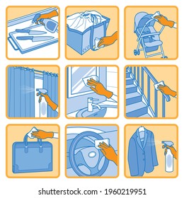 Illustration of the sanitization, Corona virus protection, Infection prevention,