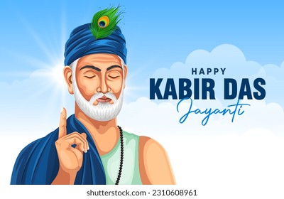 illustration of Sant Kabir Das Jayanti, Sant Kabir Das a famous 15th-century poet and mystic saint of India. Jayanti celebration on 4 June background for religious holiday of India.