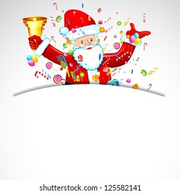 illustration of santa claus with bell and candy