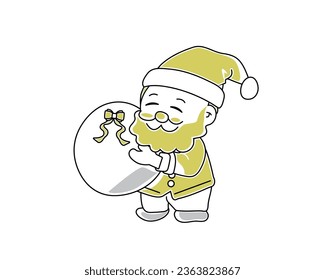 Illustration of Santa Claus Carrying Presents