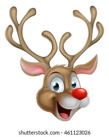 An illustration of Santa Claus cartoon Christmas red nosed reindeer