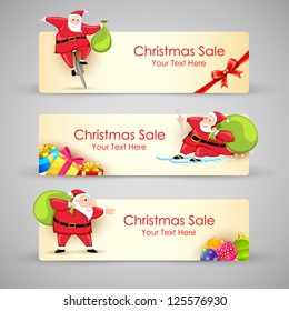 illustration of Santa Claus in Christmas banner