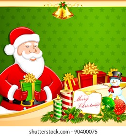 illustration of santa claus with christmas gifts