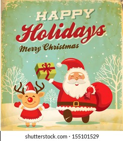 Illustration of Santa claus and Christmas reindeer in Christmas background