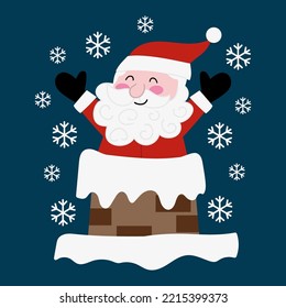  Illustration of Santa Claus coming out of a chimney of a house
