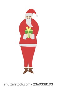 Illustration of a Santa Claus with gift box