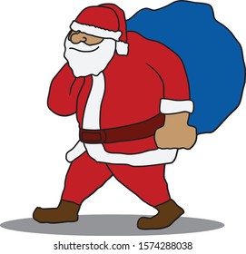 illustration of santa claus with gift for christmas mascot character cartoon vector