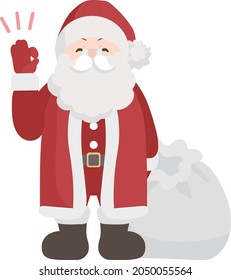 
Illustration of Santa Claus giving an OK sign-whole body