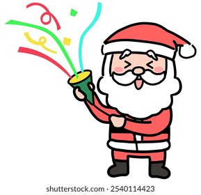 Illustration of Santa Claus holding a cracker.