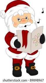 Illustration of Santa Claus Holding a Music Sheet