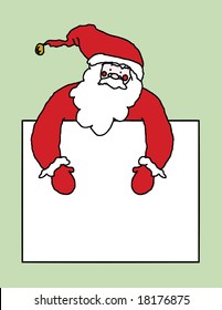 Illustration of Santa Claus holding a sign