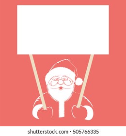 Illustration with Santa Claus holding white blank, isolated place for text for your creativity.