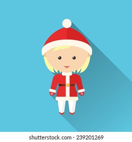 Illustration of Santa Claus, the icon is made in a flat design.