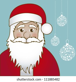 Illustration of Santa Claus isolated on blue background, vector illustration