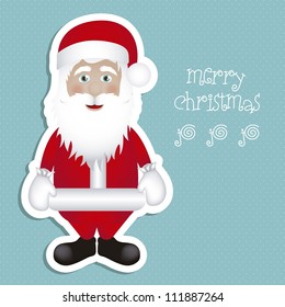 Illustration of Santa Claus isolated on blue background, vector illustration
