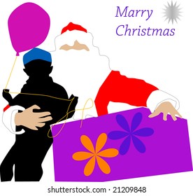 Illustration of Santa Claus  and kid