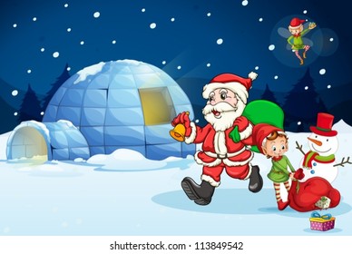 Illustration von Santa-Claus und Kindern