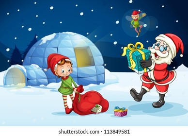 Illustration von Santa-Claus und Kindern