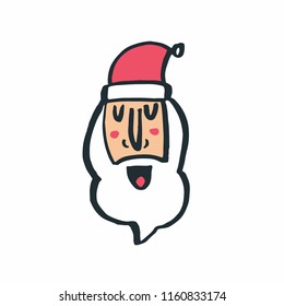 Illustration of Santa Claus made in doodle style. New Year design for greeting card made in vector.