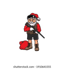 Illustration of santa claus military vector The Concept of Isolated Technology. Flat Cartoon Style Suitable for Landing Web Pages, Banners, Flyers, Stickers, Cards