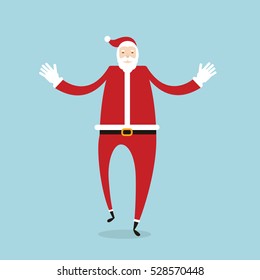 Illustration of Santa Claus on the sky blue background. Flat vector style in Christmas.
