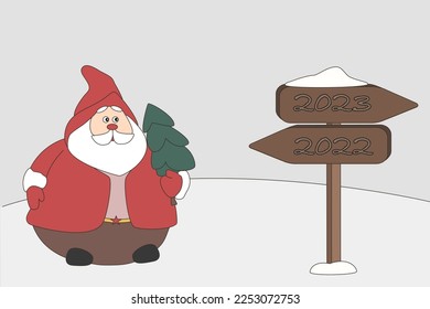 Illustration of Santa Claus with pointers for the year 2022-2023