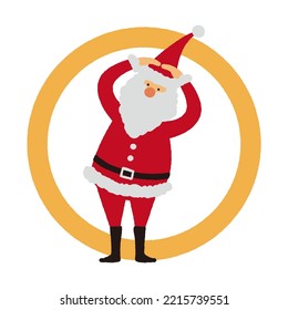 Illustration of Santa Claus posing in a circle