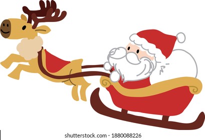 Illustration of Santa Claus and reindeer