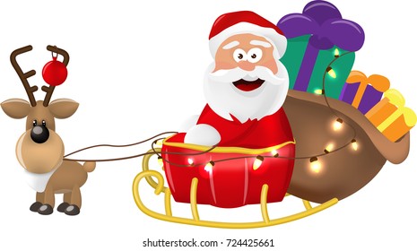 Illustration Santa Claus Riding His Christmas Stock Vector (Royalty ...