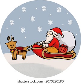 Illustration of a santa Claus riding a sleigh