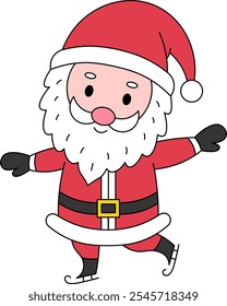Illustration of Santa claus is skating