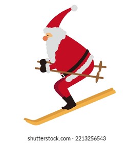 Illustration of Santa Claus skiing