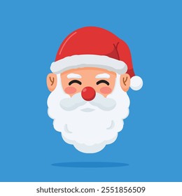  illustration of santa claus smiling with hat, christmas day icon for flat style greeting, suitable for poster and web icon