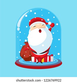 Illustration of Santa Claus standing with gift sacks on the back