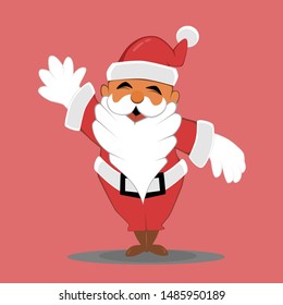 Illustration of Santa Claus standing waving on pink background,happy Christmas