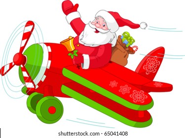 Illustration Of Santa Flying His Christmas Plane